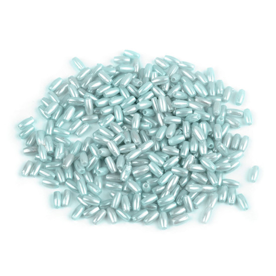Imitation de perle en plastique glance, 3 x 6 mm, grain de riz - Glace bleue (10 Grammes) Imitation de perle en plastique glance, 3 x 6 mm, grain de riz - Glace bleue (10 Grammes)