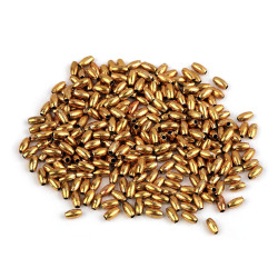 Imitation de perle en plastique glance, 3 x 6 mm, grain de riz - Or (10 Grammes)