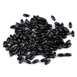 Imitation de perle en plastique glance, 3 x 6 mm, grain de riz - Noir (10 Grammes)