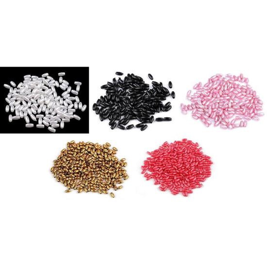 Imitation de perle en plastique glance, 3 x 6 mm, grain de riz - Glace bleue (10 Grammes) Imitation de perle en plastique glance, 3 x 6 mm, grain de riz - Glace bleue (10 Grammes)
