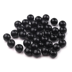 Koraliki plastikowe transparentne ø 8mm - Czarny (100 Gramy)