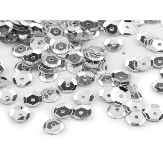 Loose cupped sequins  ø6 mm - Silver (50 Grams)