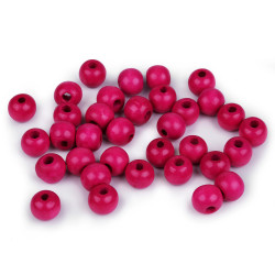Koraliki drewniane ø10 mm - Malinowy (100 Gramy)