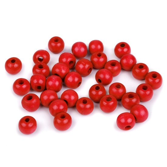 Koraliki drewniane ø10 mm - Czerwony (100 Gramy) Koraliki drewniane ø10 mm - Czerwony (100 Gramy)