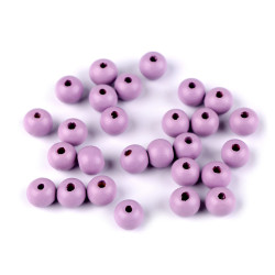 Koraliki drewniane ø10 mm - Fiolet pastela (100 Gramy)