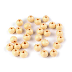 Koraliki drewniane ø10 mm - Naturalny (100 Gramy)