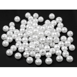 Imitation de perles rondes en verre, ø 6 mm - Blanc (1000 Grammes)