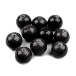 Round glass pearl imitation beads ø10 mm - Black (1000 Grams)