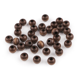 Koraliki drewniane ø8-9 mm - Ciemnybrązowy (100 Gramy)