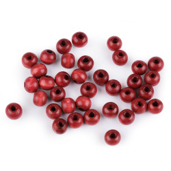 Koraliki drewniane ø8-9 mm - Czerwony ciemn (100 Gramy)