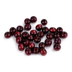 Koraliki drewniane ø8-9 mm - Jasny bordo (100 Gramy)