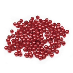 Sklenené voskové perly  ø4mm - Červená tm. (250 Gramy)
