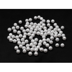 Sklenené voskové perly  ø4mm - Biela (250 Gramy)