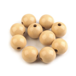 Koraliki drewniane ø22-25 mm - Beż (buk) (10 Sztuki)
