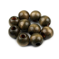 Koraliki drewniane ø22-25 mm - Zielony khaki (10 Sztuki)