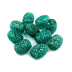 Plastikowe koraliki 13x15mm, duży otwór do przewlekania - Zielony ciemny (10 Sztuki)