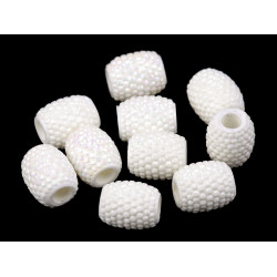 Plastikowe koraliki 13x15mm, duży otwór do przewlekania - White (10 Sztuki)