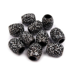 Plastikowe koraliki 13x15mm, duży otwór do przewlekania - Szary hematyt (10 Sztuki)