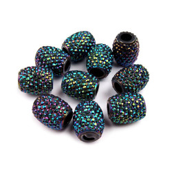 Plastikowe koraliki 13x15mm, duży otwór do przewlekania - Turkus zielony (10 Sztuki)