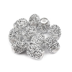 Plastikowe koraliki 13x15mm, duży otwór do przewlekania - Srebrny (10 Sztuki)