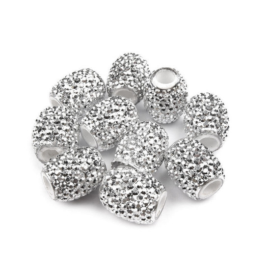 Plastikowe koraliki 13x15mm, duży otwór do przewlekania - Srebrny (5 Sztuki) Plastikowe koraliki 13x15mm, duży otwór do przewlekania - Srebrny (5 Sztuki)