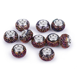 Koraliki 9x14mm, duży otwór do przewlekania - Fioletowy ciemny (10 Sztuki)