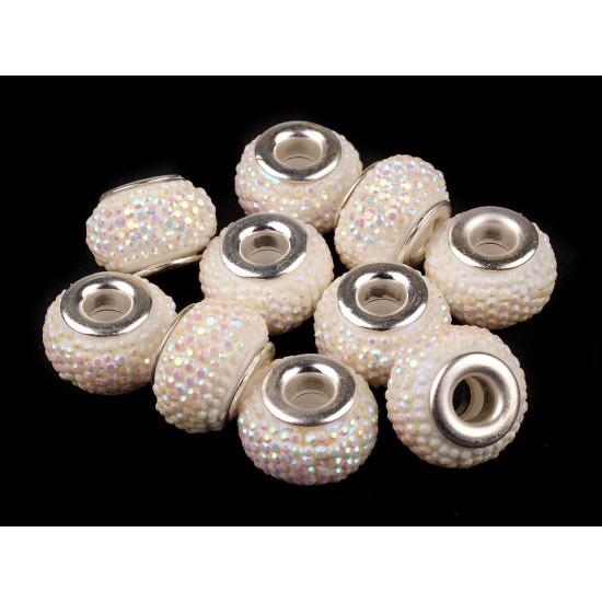 Koraliki 9x14mm, duży otwór do przewlekania - Srebrny (10 Sztuki) Koraliki 9x14mm, duży otwór do przewlekania - Srebrny (10 Sztuki)