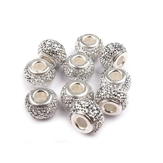 Koraliki 9x14mm, duży otwór do przewlekania - Srebrny (10 Sztuki) Koraliki 9x14mm, duży otwór do przewlekania - Srebrny (10 Sztuki)