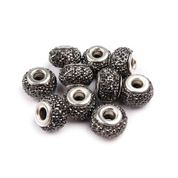 Koraliki 9x14mm, duży otwór do przewlekania - Szary hematyt (10 Sztuki)