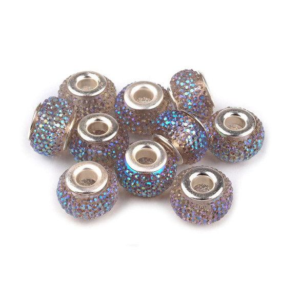 Koraliki 9x14mm, duży otwór do przewlekania - Srebrny (10 Sztuki) Koraliki 9x14mm, duży otwór do przewlekania - Srebrny (10 Sztuki)