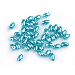 Plastic imitation pearl beads glance 6 x 10 mm, colore: oliva - Turchese (10 Grammi)