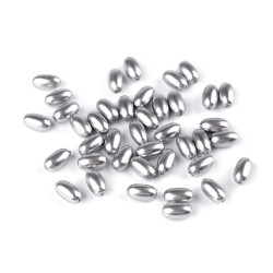 Plastic imitation pearl beads glance 6 x 10 mm, colore: oliva - Grigio (10 Grammi)