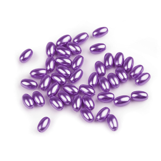 Plastic imitation pearl beads glance 6 x 10 mm, colore: oliva - Viola più chiaro (10 Grammi) Plastic imitation pearl beads glance 6 x 10 mm, colore: oliva - Viola più chiaro (10 Grammi)
