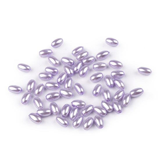 Plastic imitation pearl beads glance 6 x 10 mm, colore: oliva - Viola più chiaro (10 Grammi) Plastic imitation pearl beads glance 6 x 10 mm, colore: oliva - Viola più chiaro (10 Grammi)