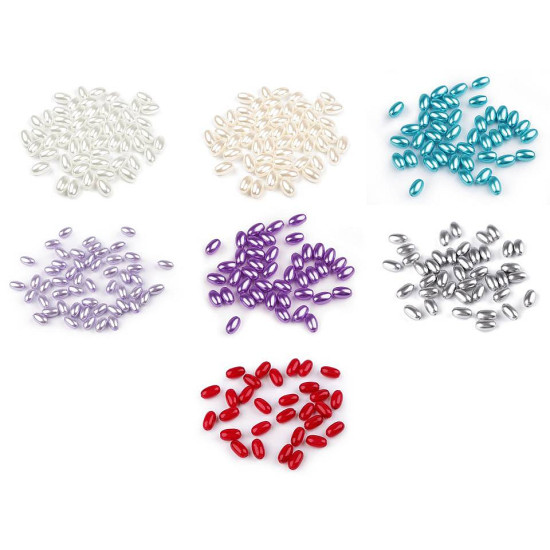 Plastic imitation pearl beads glance 6 x 10 mm, colore: oliva - Viola più chiaro (10 Grammi) Plastic imitation pearl beads glance 6 x 10 mm, colore: oliva - Viola più chiaro (10 Grammi)