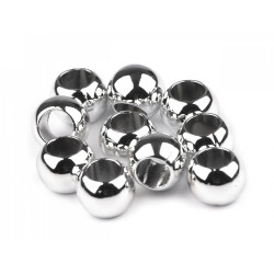 Koraliki plastikowe metalic duży otwór do przewlekania 8x10 mm - Srebrny (10 Sztuki)