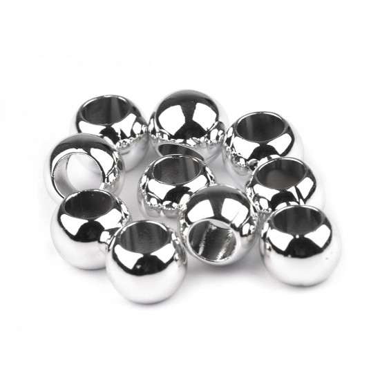 Koraliki plastikowe metalic duży otwór do przewlekania 8x10 mm - Srebrny (1000 Sztuki) Koraliki plastikowe metalic duży otwór do przewlekania 8x10 mm - Srebrny (1000 Sztuki)