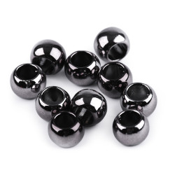 Koraliki plastikowe metalic duży otwór do przewlekania 8x10 mm - Czarny nikiel (10 Sztuki)
