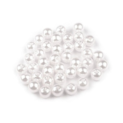 Plastikowe koraliki woskowane / perły glance ø6 mm - White (100 Gramy)