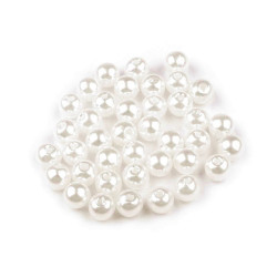 Plastikowe koraliki woskowane / perły glance ø6 mm - Perłowy (100 Gramy)