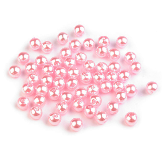 Plastikowe koraliki woskowane / perły glance ø6 mm - Różowy fiolet (100 Gramy)