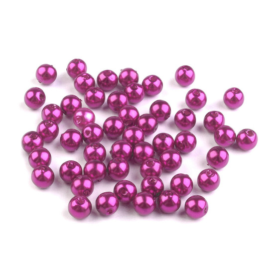 Plastikowe koraliki woskowane / perły glance ø6 mm - Różowy fiolet (100 Gramy)