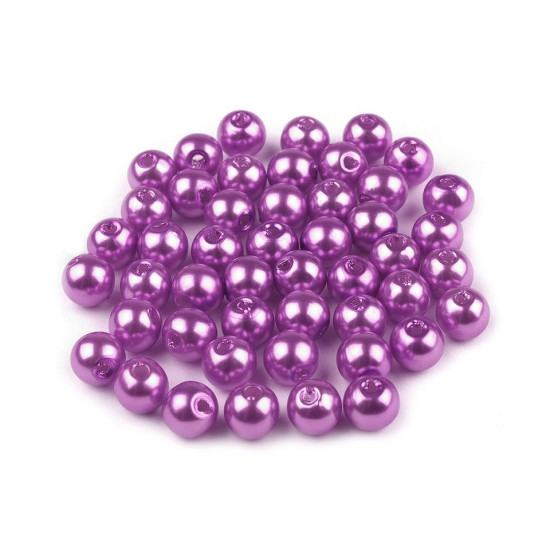 Plastikowe koraliki woskowane / perły glance ø6 mm - Różowy fiolet (100 Gramy)