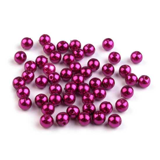 Plastikowe koraliki woskowane / perły glance ø6 mm - Różowy fiolet (100 Gramy)