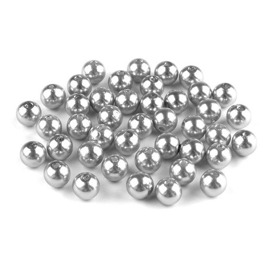 Plastikowe koraliki woskowane / perły glance ø8 mm - Szary (100 Gramy) Plastikowe koraliki woskowane / perły glance ø8 mm - Szary (100 Gramy)