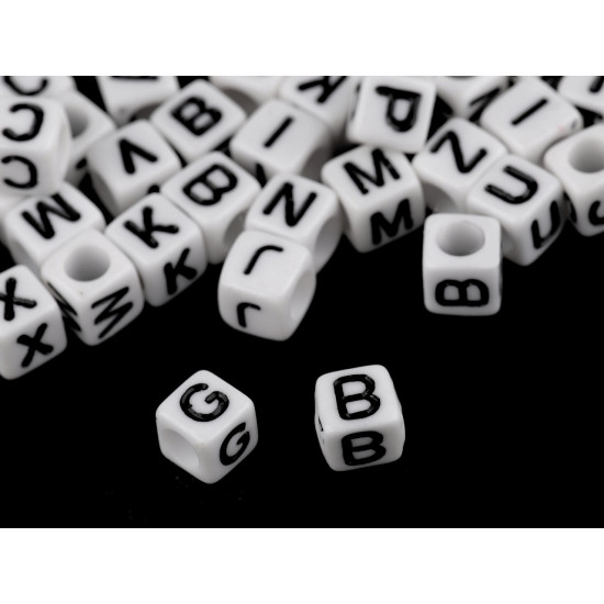 Koraliki modułowe plastikowe kostka z literkami 6 mm - Mix czarno-biały (12 Torby) Koraliki modułowe plastikowe kostka z literkami 6 mm - Mix czarno-biały (12 Torby)