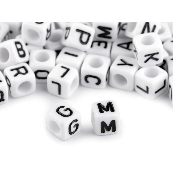 Koraliki modułowe plastikowe kostka z literkami 6 mm - Mix czarno-biały (12 Torby) Koraliki modułowe plastikowe kostka z literkami 6 mm - Mix czarno-biały (12 Torby)
