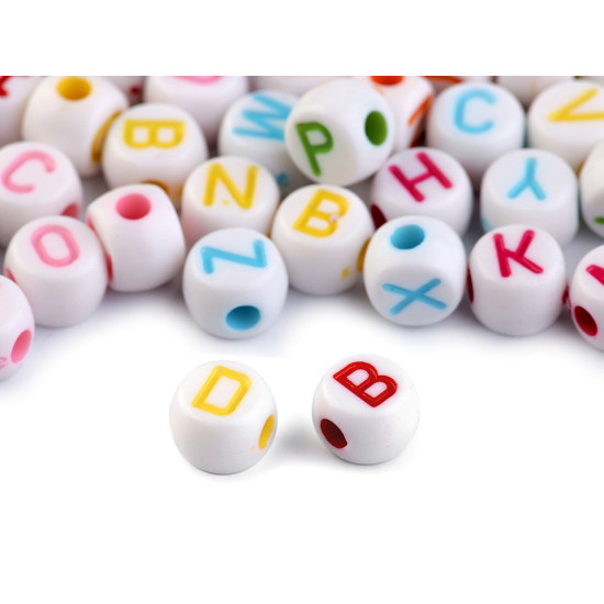 Koraliki modułowe plastikowe z literkami ø7 mm - Mix kolorów (1 Torba) Koraliki modułowe plastikowe z literkami ø7 mm - Mix kolorów (1 Torba)