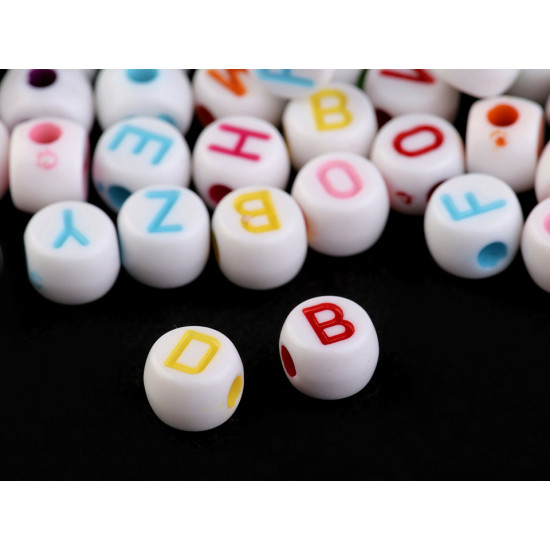 Koraliki modułowe plastikowe z literkami ø7 mm - Mix kolorów (1 Torba) Koraliki modułowe plastikowe z literkami ø7 mm - Mix kolorów (1 Torba)