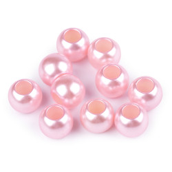 Koraliki plastikowe duży otwór do przewlekania 11x15 mm - Różowy jasny (10 Sztuki)